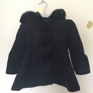 Rothschild Black Winter Coat with Fur Hood 2T